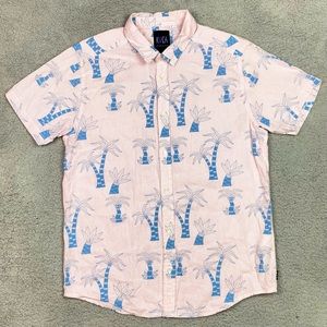 RVCA x Kristen Liu Wong Pink Palm Tree Short Sleeve Button Shirt Men’s Size L